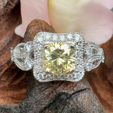 14k White Gold Natural Yellow Diamond Ring - DSR-23521