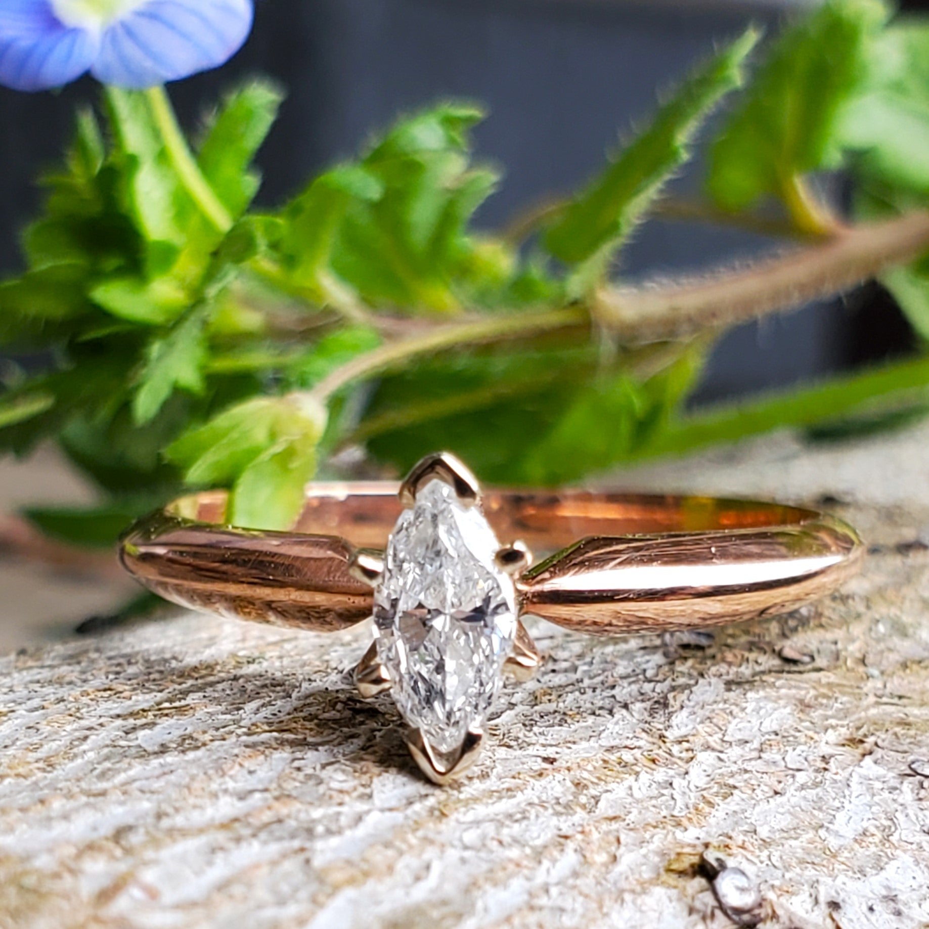 14k Rose Gold Carat Marquise Solitaire Diamond Engagement Ring DSR-23623