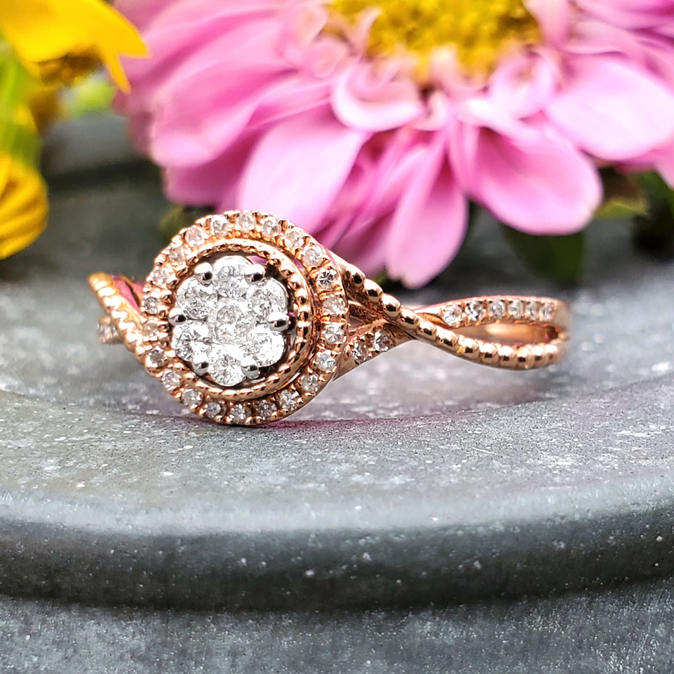 Factory 10k Rose Gold Ring Real Diamonds solid real 10kt