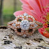 14k Rose Gold .77 CTW Diamond Filigree Ring - DFR-25933