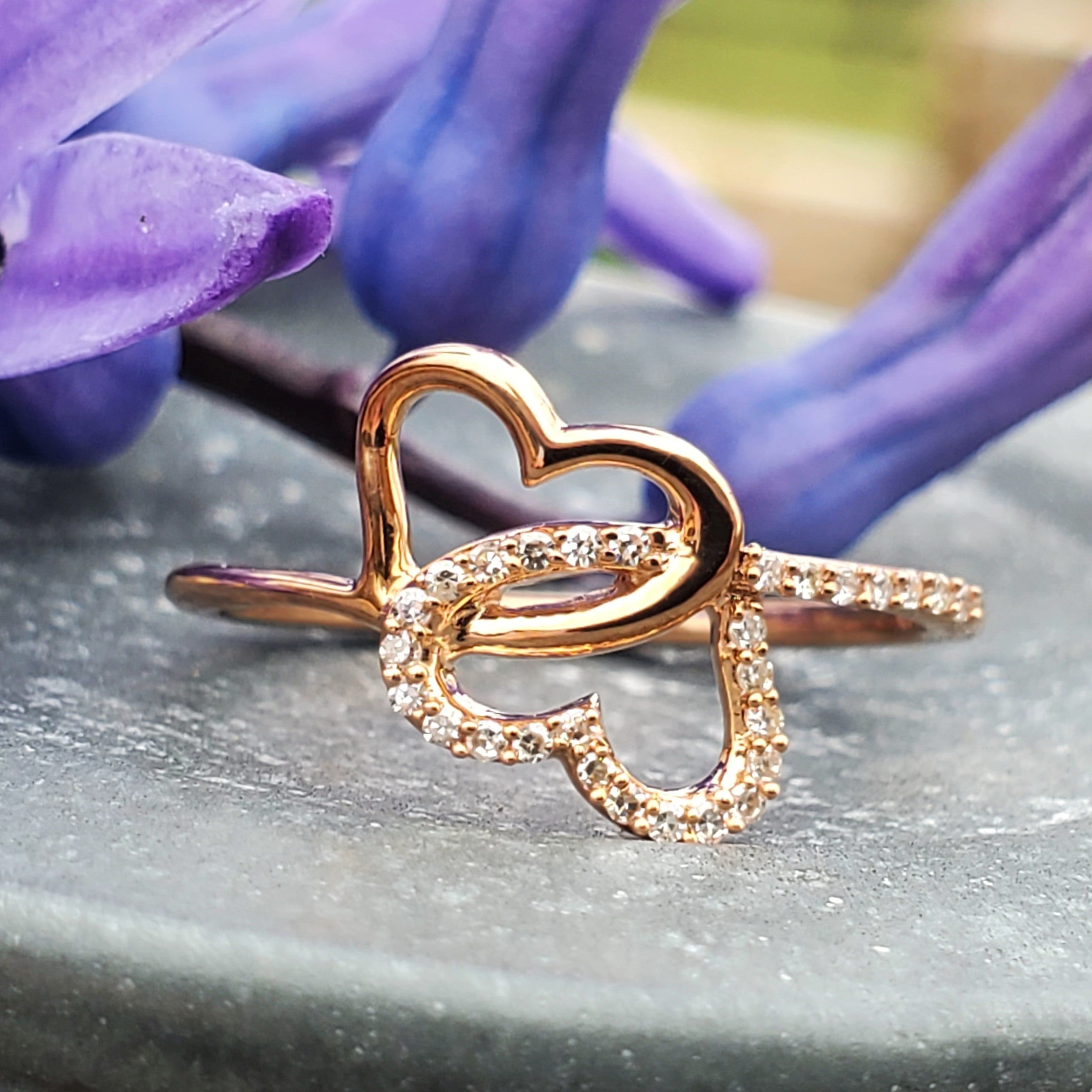 Rose Gold Heart Shape Gold Ring Design Buy Heart Design Diamond