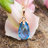 14K Rose Gold Diamond & Blue Topaz Pendant  DPD-26787