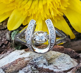 14k White Gold Diamond Horse Shoe Ring  DFR-26031