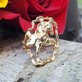 14k Yellow Gold Oval Horse Ring  DEJ-24455