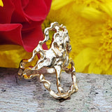 14k Yellow Gold Oval Horse Ring  DEJ-24455