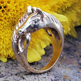 14 Karat Yellow Gold Double Horse Head Ring  DEJ-24279