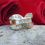 14k Yellow Gold Diamond Double Horse Shoe Ring  DEJ-24456