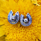 14k White Gold 1.50ctw Bagutte Diamond Horse Shoe Earrings  DER-25935