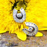 14k White Gold 1.50ctw Bagutte Diamond Horse Shoe Earrings  DER-25935