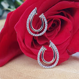 14k White Gold Diamond Double Horse Shoe Earrings - DER-25807