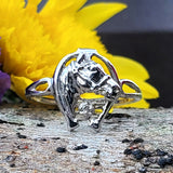 10k White Gold Horse Head Diamond Ring   DFR-25863