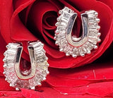 14k White Gold .25ctw Bagutte Diamond Horse Shoe Earrings  DER-25520