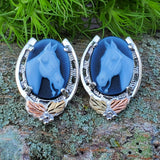 Black Hills Gold & Sterling Silver Horse Head Cameo Earrings  SSJ-12780