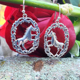 Sterling Silver Oval Horse Dangle Earrings SSJ-12671