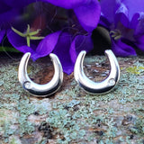 Sterling Silver .01ctw  Diamond Horse Shoe Earrings SDM-11254