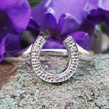 Sterling Silver Horse Shoe Diamond  Ring - SDM-11192