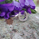 Sterling Silver Horse Shoe Diamond  Ring - SDM-11192