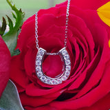 Sterling Silver Cubic Zirconia Horse Shoe Pendant SSJ-13699