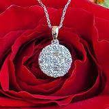 14k White Gold Diamond Baguette & Round Cluster Pendant - DPD-26809
