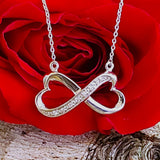 Sterling Silver Double Heart Infinity Pendant with Diamonds SDM-11235