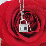 Sterling Silver Lock & Key Pendant with Diamonds SDM-11247