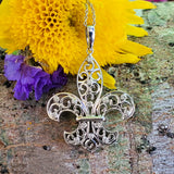 Sterling Silver Fleur di Lis Pendant with Diamonds - SDM-11226