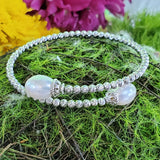 Sterling Silver Freshwater Pearl Flex Bangle Bracelet  SSJ-13416