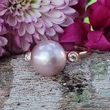 14k Rose Gold Fresh Water Windsor Pink Pearl and Diamond Ring  DCR-24626