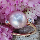 14k Rose Gold Fresh Water Windsor Pink Pearl and Diamond Ring  DCR-24626