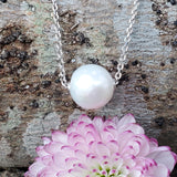 Sterling Silver Solitaire 10.5mm 18in Pearl Pendant SSJ-12789