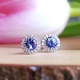 14KW .10CTW Diamond Halo Tanzanite Earrings -  DER-25886