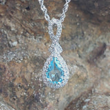 14K White Gold Aquamarine and Diamond Halo Pendant  DPD-26798