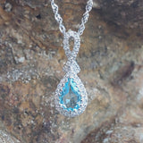 14K White Gold Aquamarine and Diamond Halo Pendant  DPD-26798