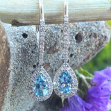 14KW Diamond & Aquamarine Dangle Earring -  DER-25887