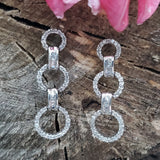 14k White Gold Three Circle Drop Diamond Earrings -  DER-25273