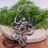 Galatea Sterling Silver Tahitian Pearl Octopus Pendant SSJ-12796