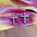10k White Gold Diamond Cross Earrings  DER-25927