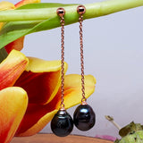 Sterling Silver Rose Gold Tone Tahitian Pearl Drop Earrings SSJ-12970
