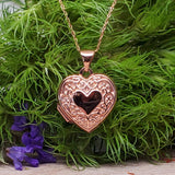 10k Rose Gold Heart Scroll Locket Pendant - GPD-19940