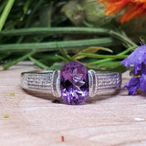 Sterling Silver Amethyst & Diamond Ring   SDM-11183