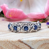 10k White Gold Filigree Sapphire Band GCR-20090