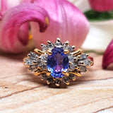 14k Yellow Gold Oval Tanzanite and Diamond Ring   DCR-24522