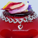 Sterling Silver Diamond Heart Bracelet   SDM-11257