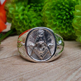 Sterling Silver Solid Back Masonic Gents Ring SSJ-13082