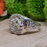 Sterling Silver Diamond Gents Horseshoe with Horse Head Ring SDM-11262