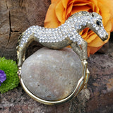 Gold Tone Rhinestone Horse Bangle Bracelet zgf-127xx