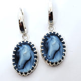 Sterling Silver Large Horse Head Cameo Dangle Earrings  SSJ-13090