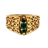 14K Yellow Gold 3 Emerald Filigree Ring DEJ-24470