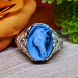 Sterling Silver Small Horse Head Cameo Ring  SSJ-13093