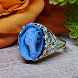 Sterling Silver Small Horse Head Cameo Ring  SSJ-13093